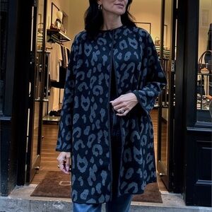 Anne Klein Leopard Print Open Cardigan Size Medium Long Sleeve Lightweight